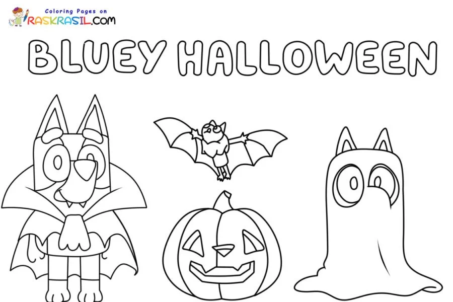Bluey Halloween Coloring Pages 1