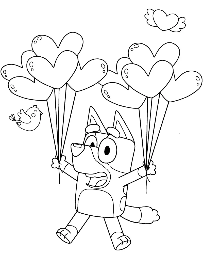 Bluey Valentines Coloring Pages