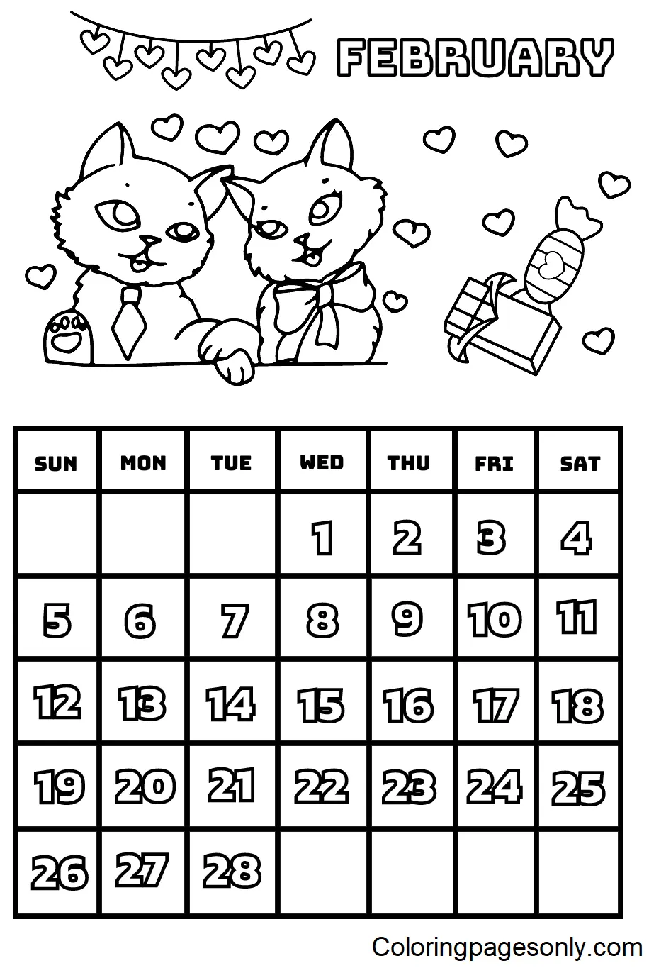 Desenhos de Paginas Do Calendario 2023 Para Colorir 4