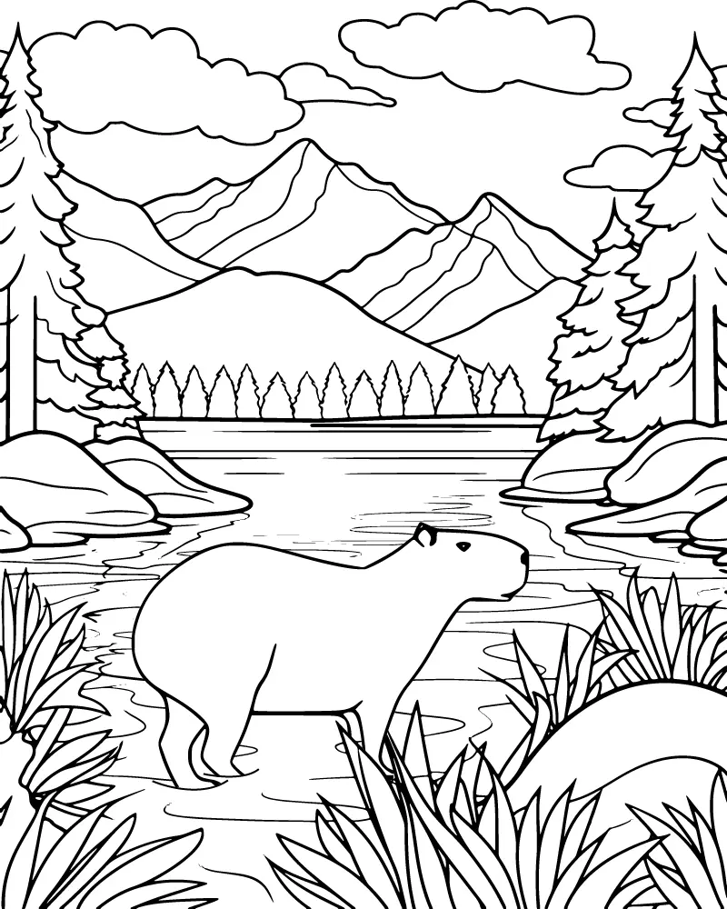 Capybara Coloring Pages 3