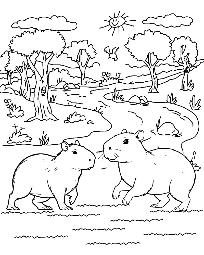 Capybara Coloring Pages 4