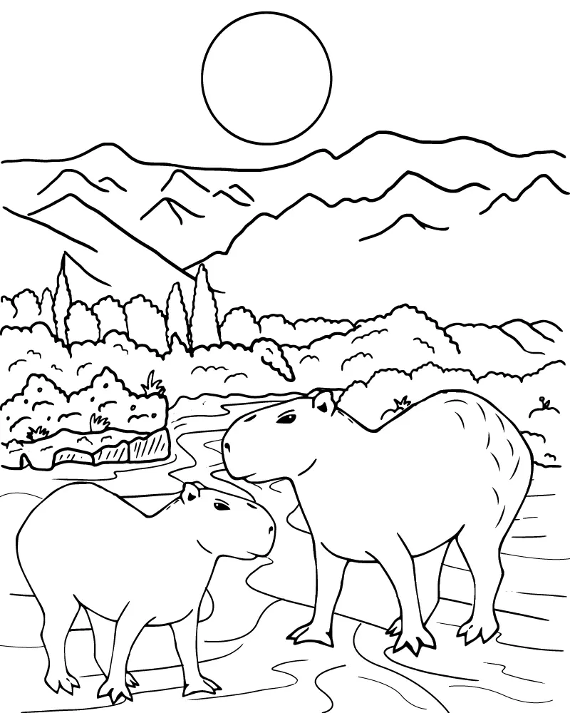 Capybara Coloring Pages 9