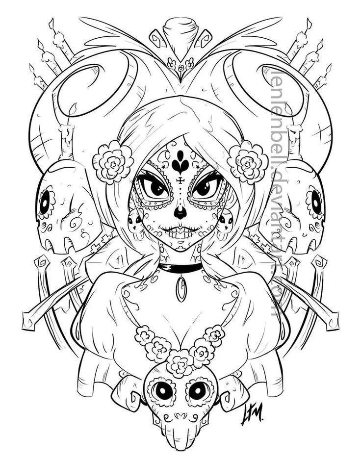 Catrina Coloring Pages 4