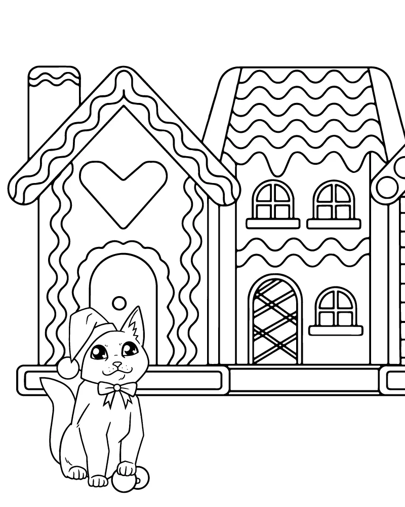 Ausmalbilder Weihnachtskatze 13