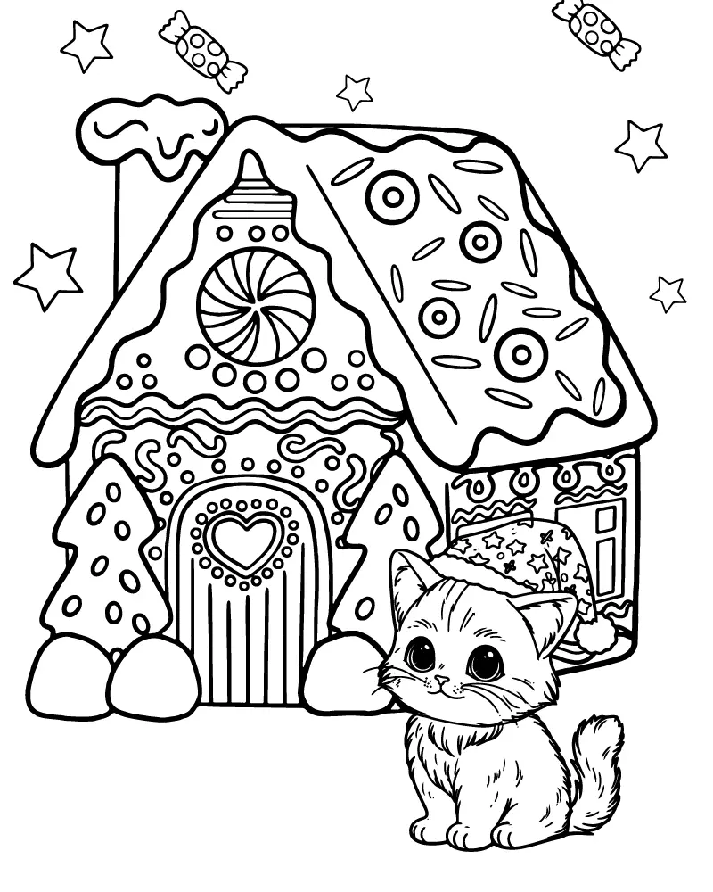 Ausmalbilder Weihnachtskatze 8