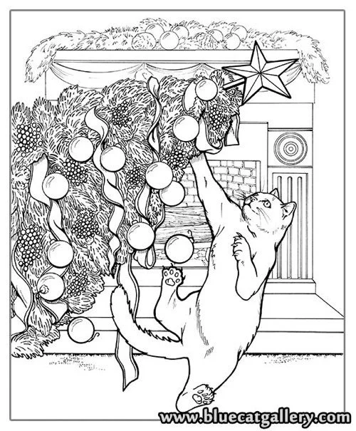 Christmas Cats Coloring Pages 19