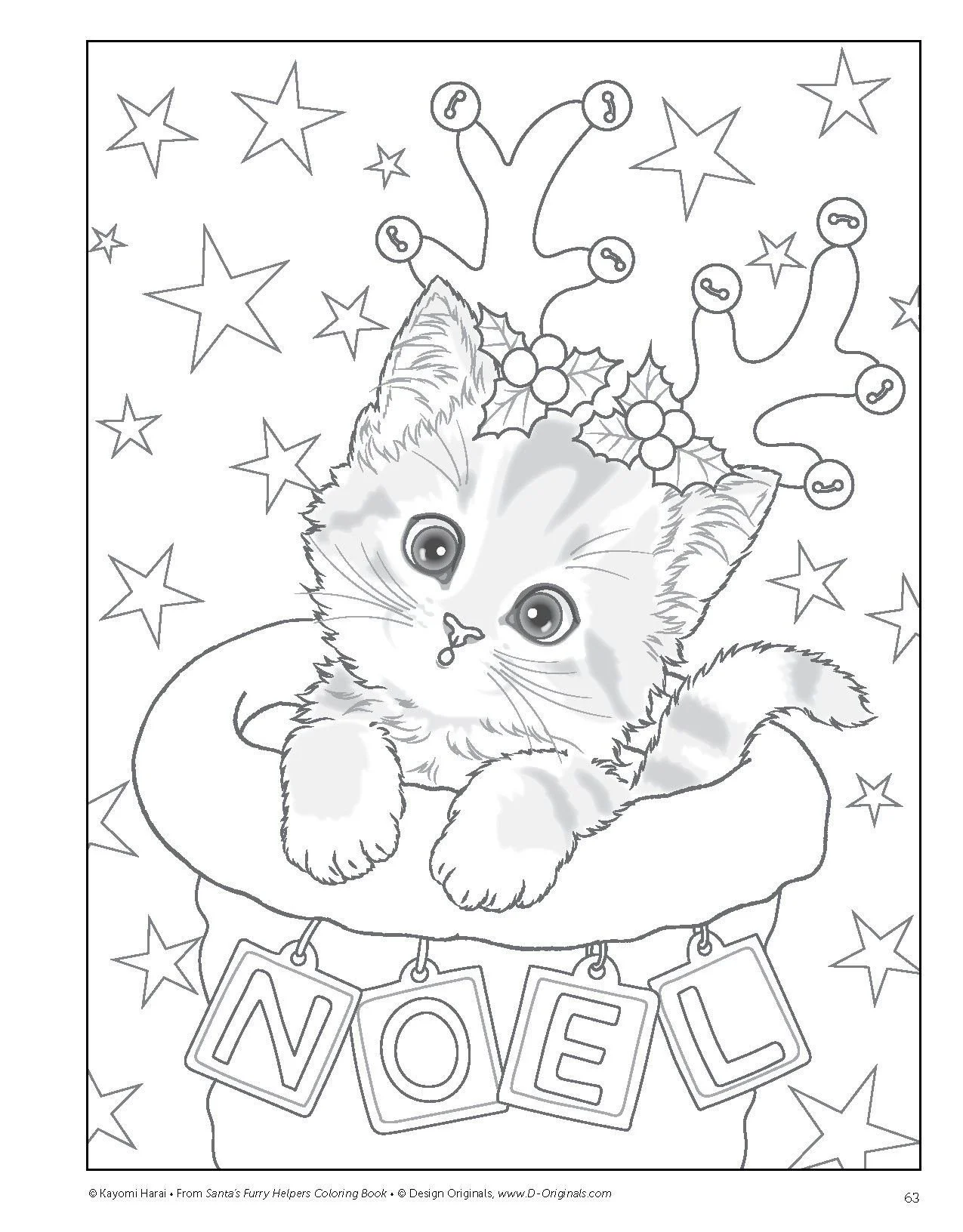 Christmas Cats Coloring Pages 2