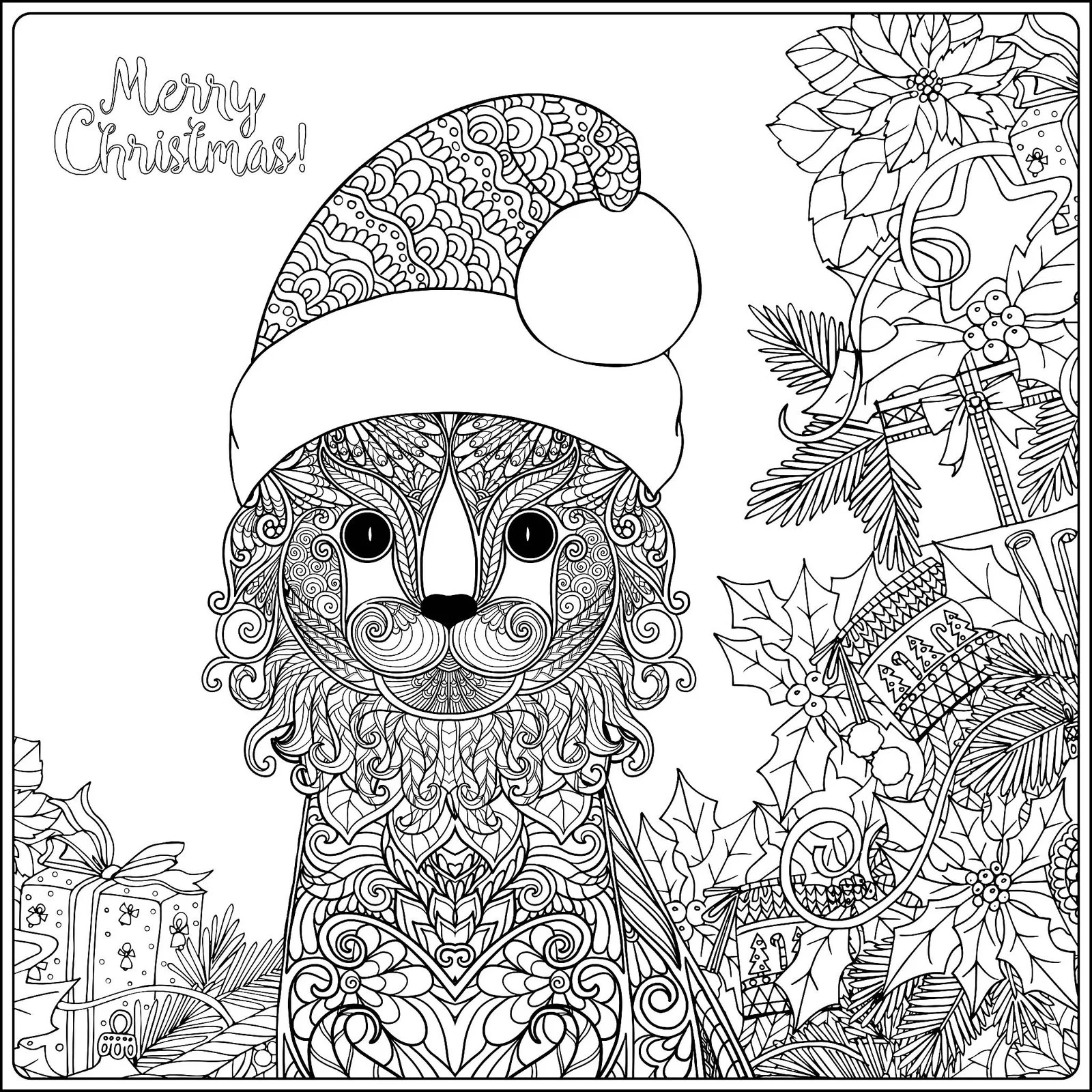 Christmas Cats Coloring Pages 21