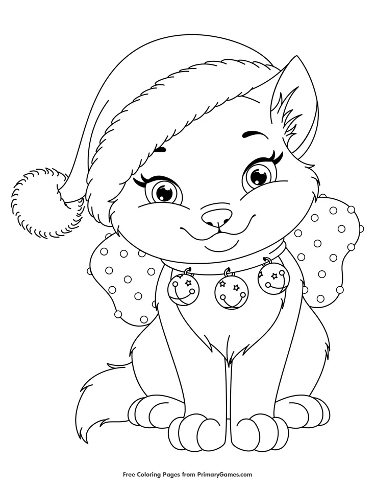 Christmas Cats Coloring Pages 3