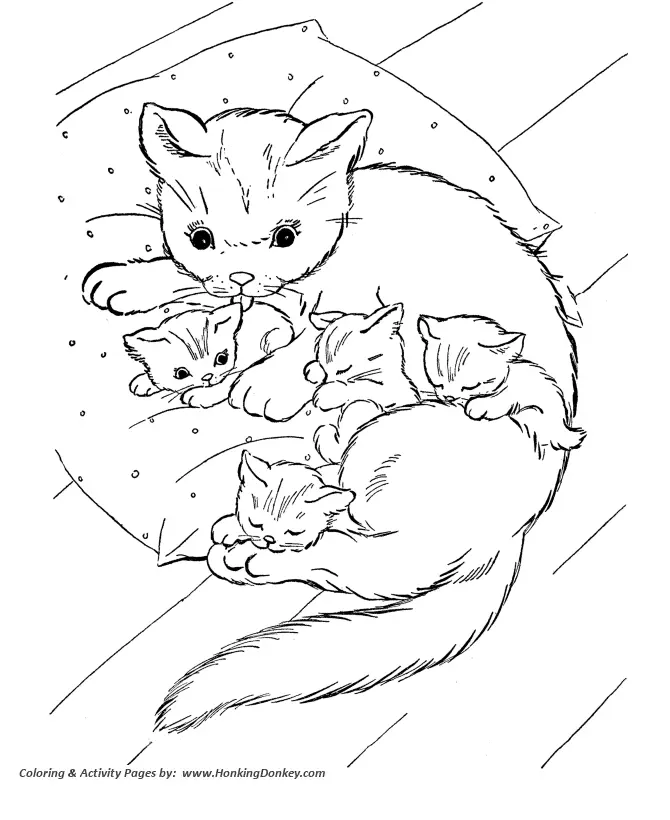 Christmas Cats Coloring Pages 8