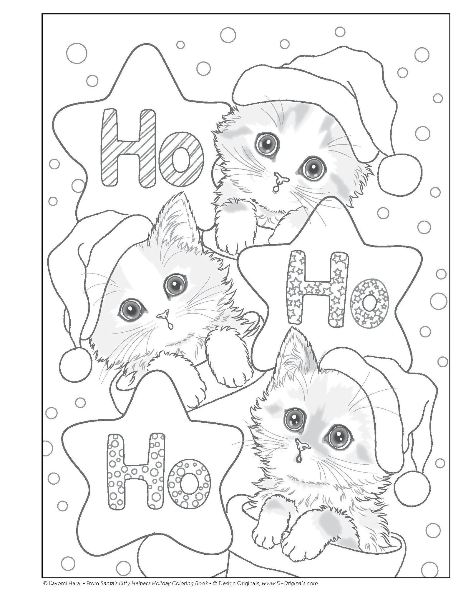 Christmas Cats Coloring Pages 9