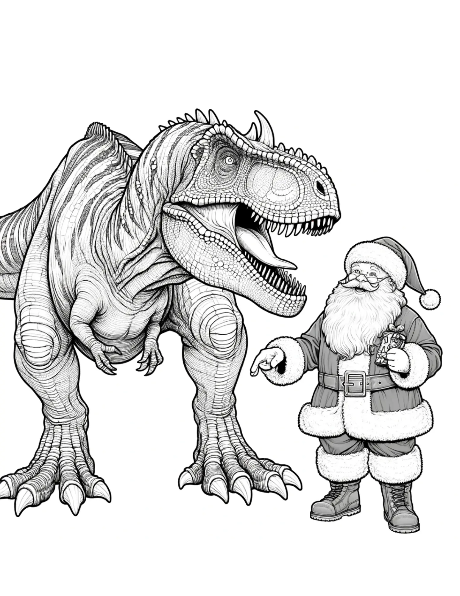 Christmas Dino Coloring Pages 10