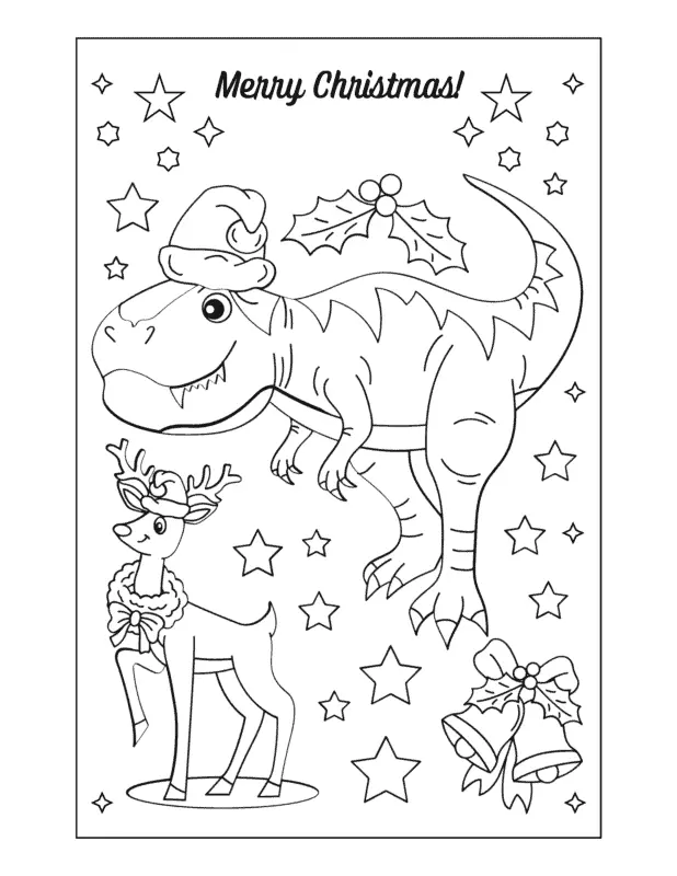 Christmas Dino Coloring Pages 15