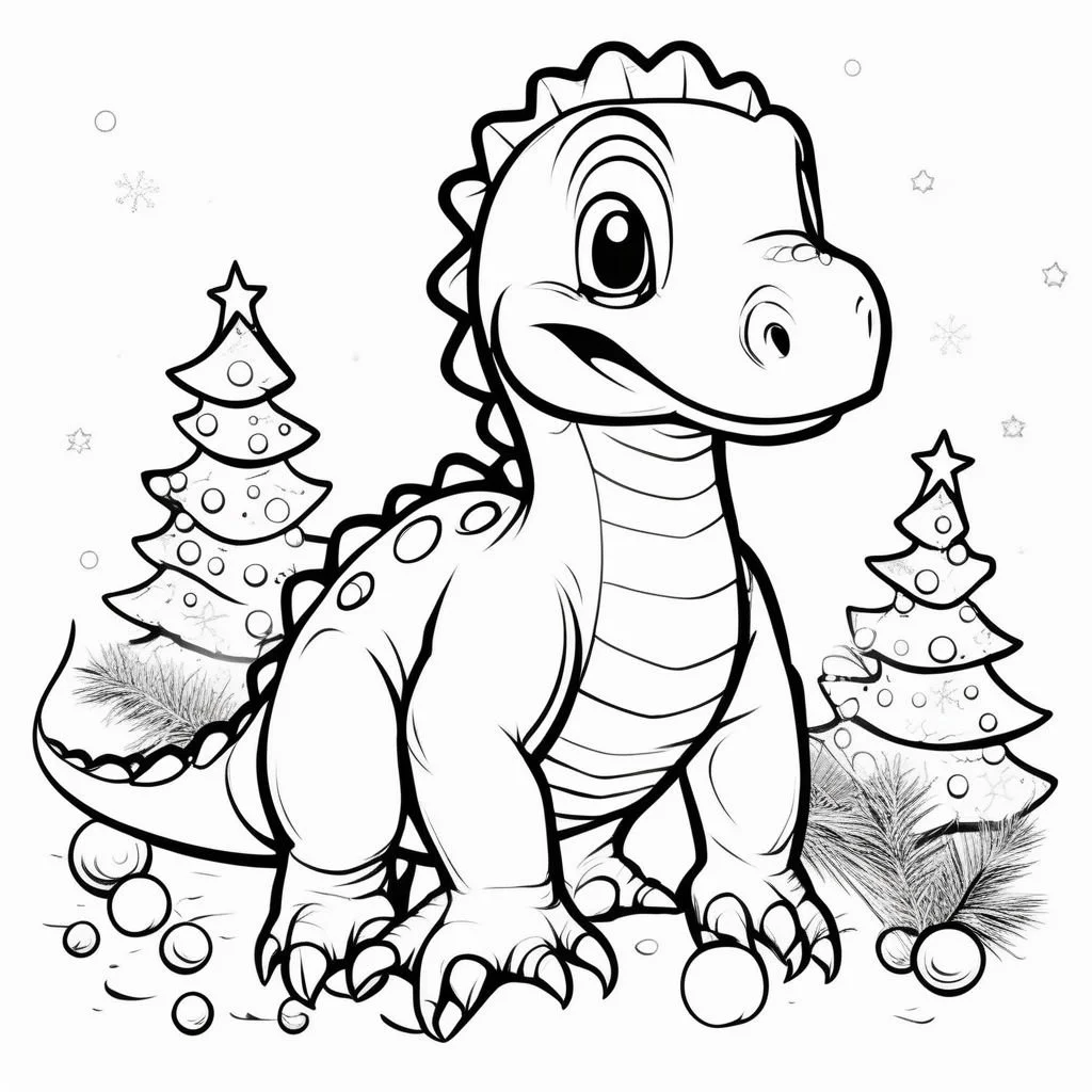 Christmas Dino Coloring Pages 17