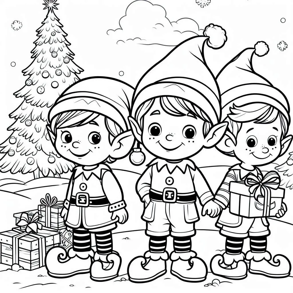 Christmas Elves Coloring Pages 12