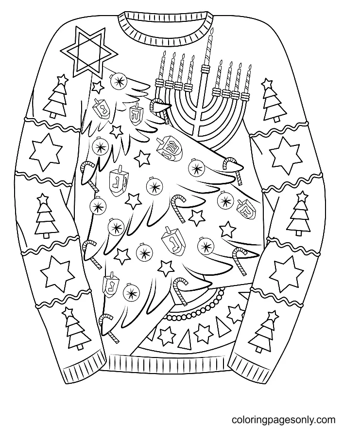 Christmas Sweater Coloring Pages 1