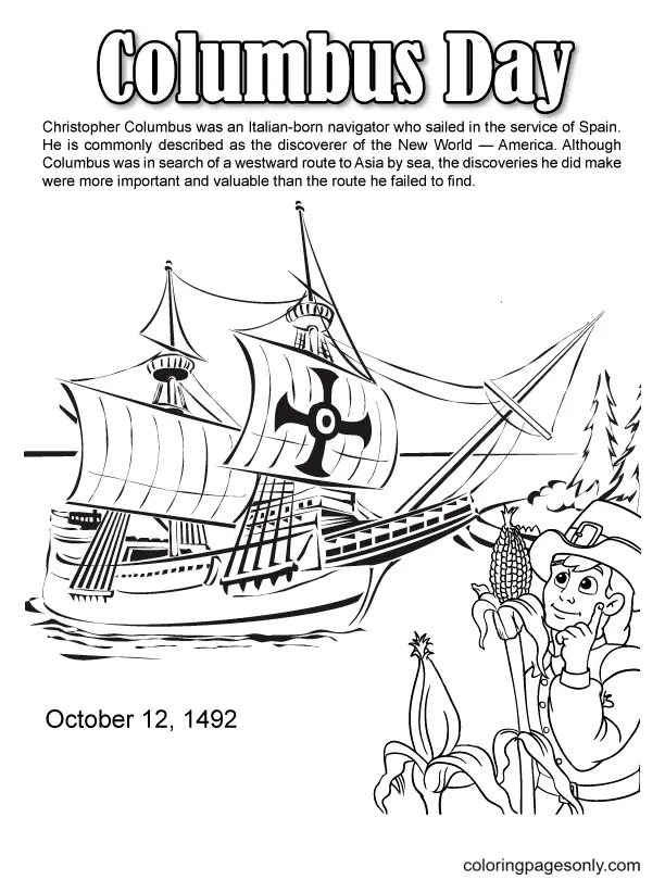 Desenhos de Dia de Colombo Para Colorir 8