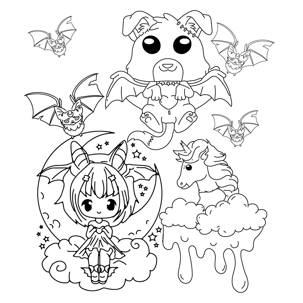 Kawaii assustador Para Colorir 10