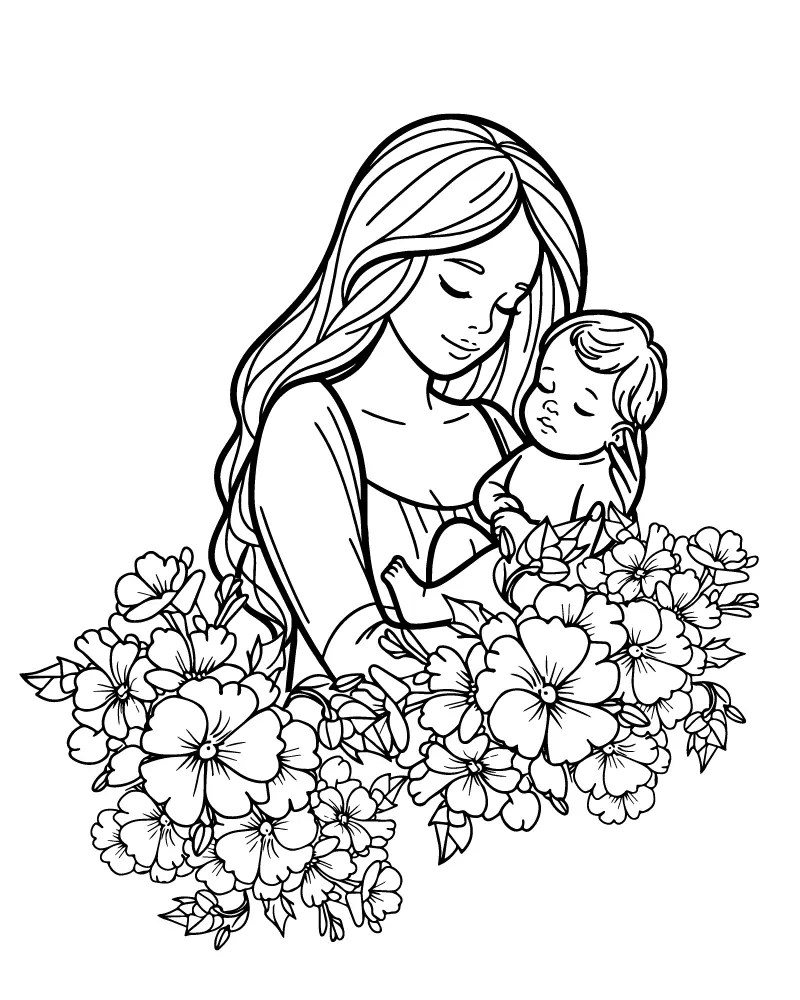Cute Mom Coloring Pages 14