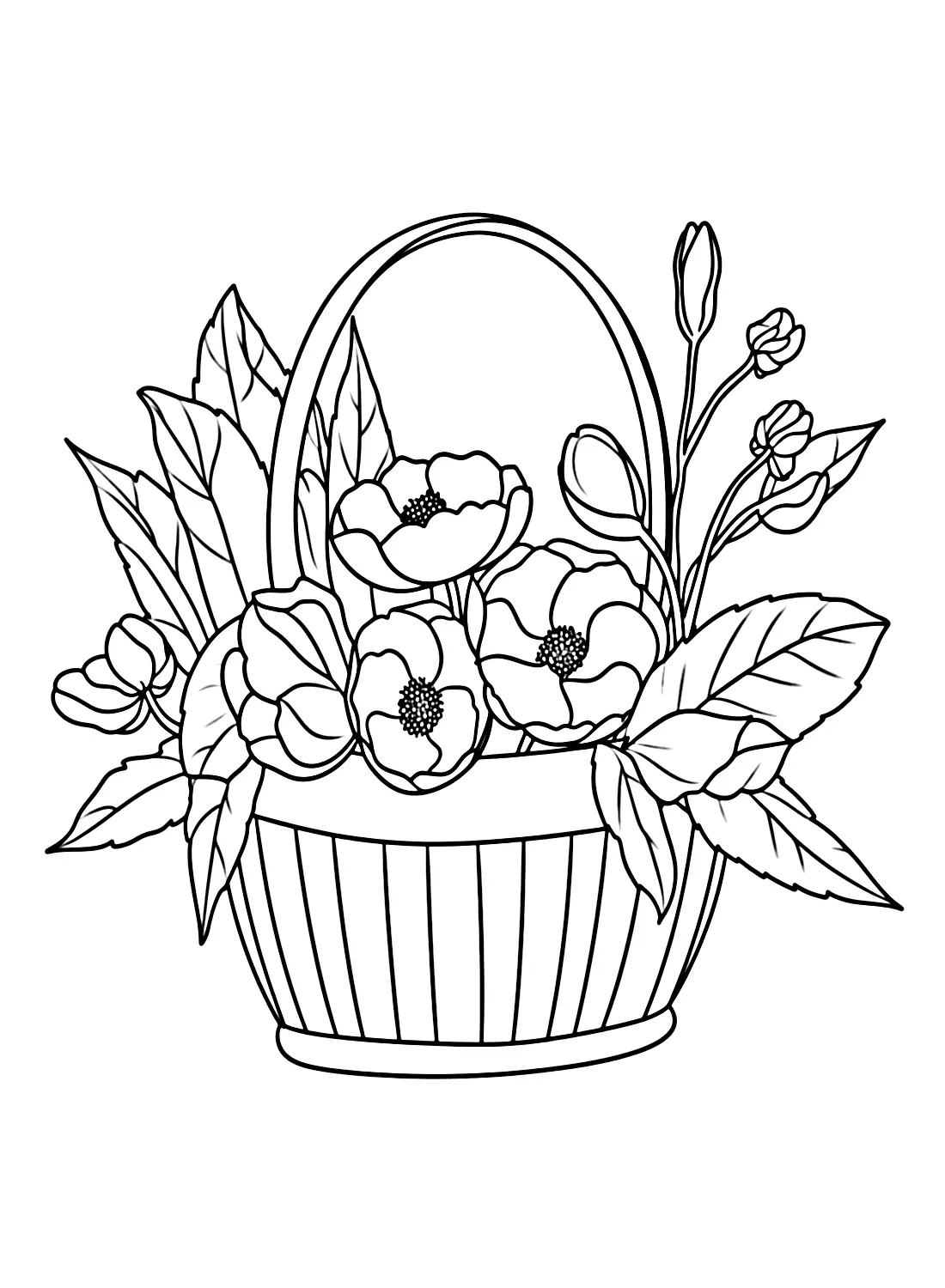 Desenhos de Cesta de Flores Para Colorir 14