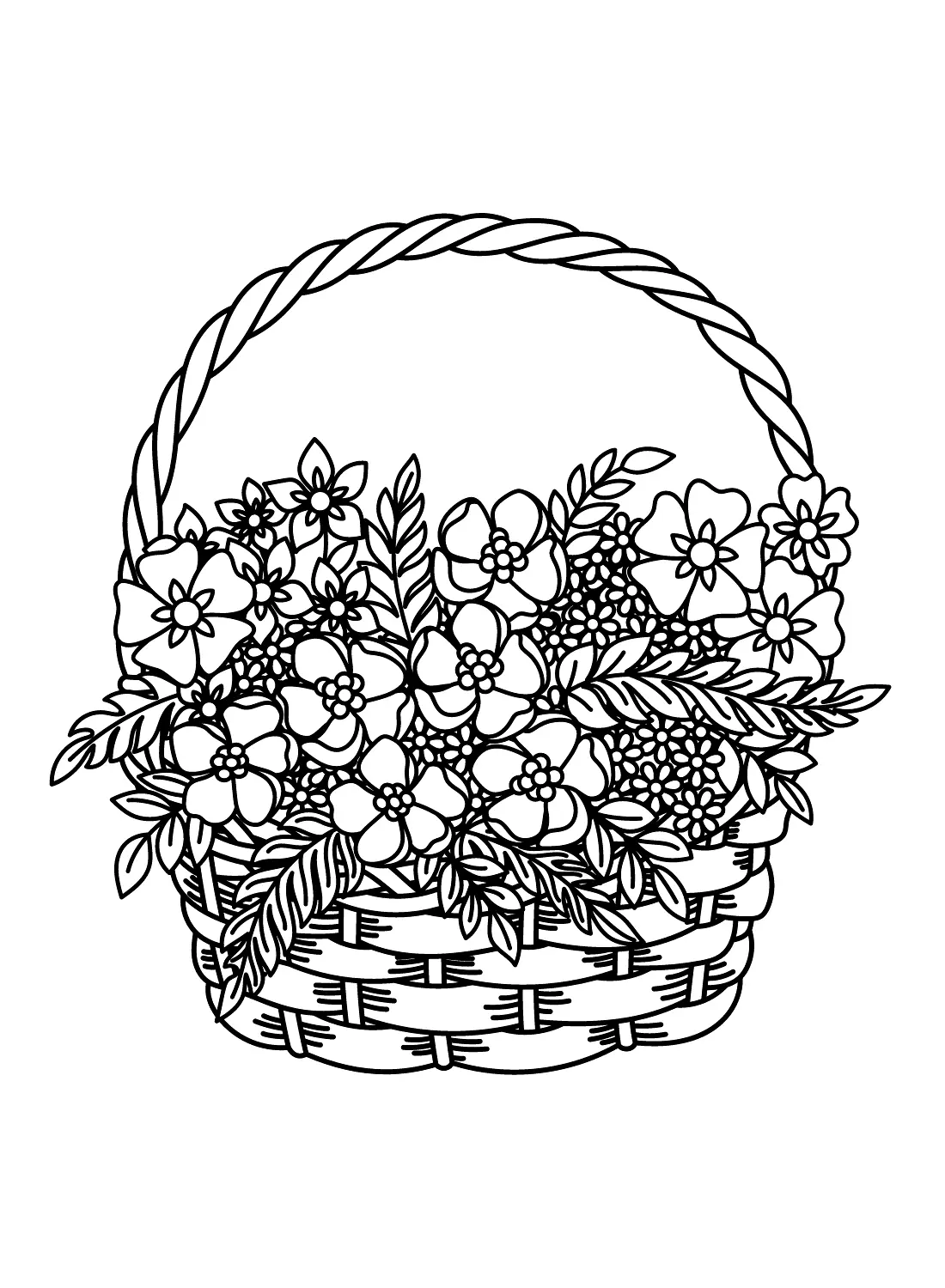 Desenhos de Cesta de Flores Para Colorir 21