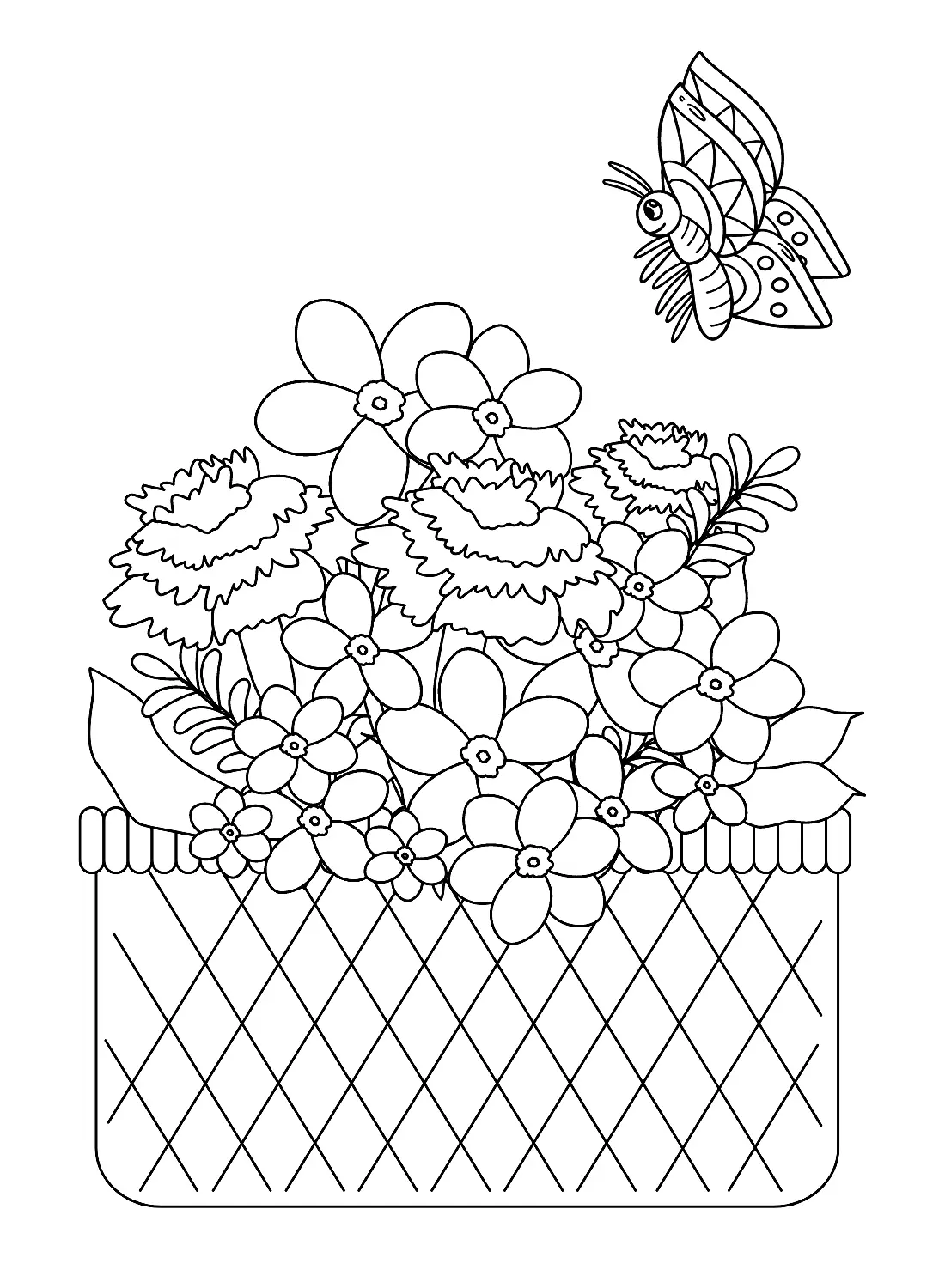 Desenhos de Cesta de Flores Para Colorir 9