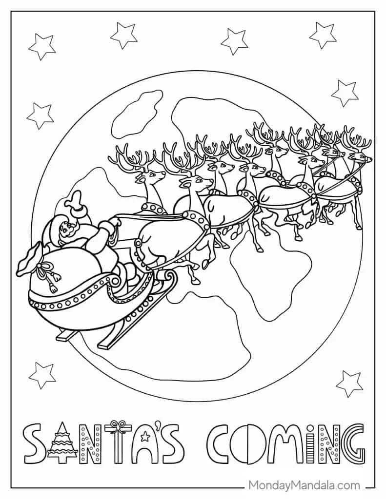 Santa Claus Volando Para Colorear 16