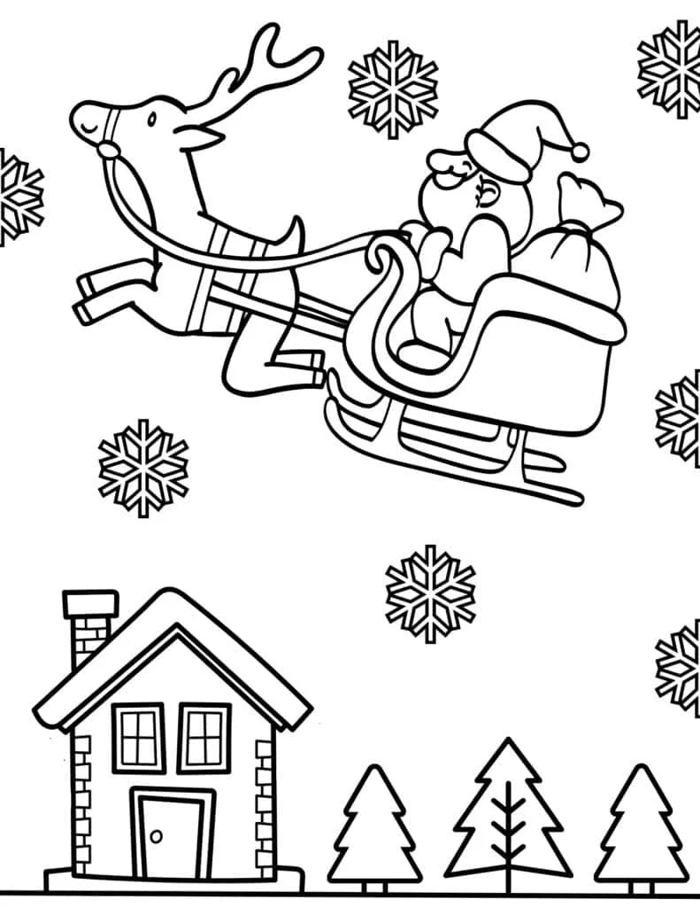 Santa Claus Volando Para Colorear 17