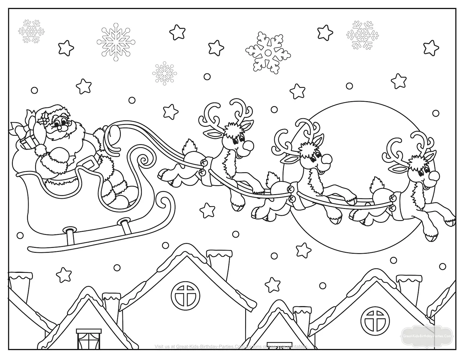 Santa Claus Volando Para Colorear 2