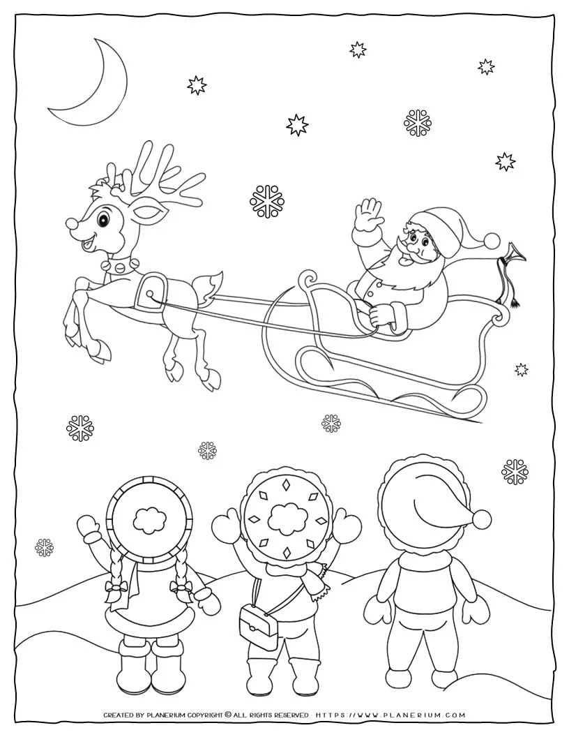 Santa Claus Volando Para Colorear 7