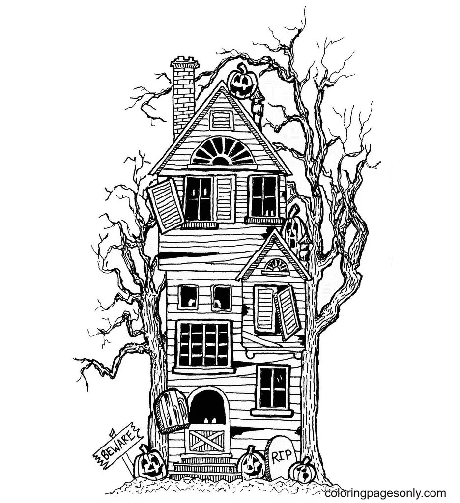 Desenhos de Casa Assombrada Para Colorir 48