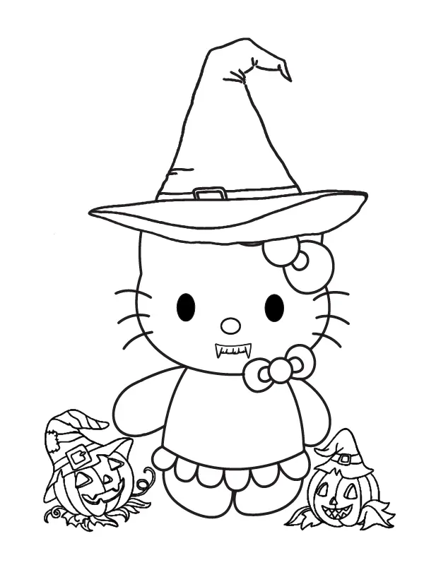Hello Kitty Halloween Coloring Pages 11