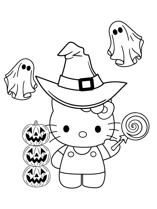 Hello Kitty Halloween Coloring Pages 3