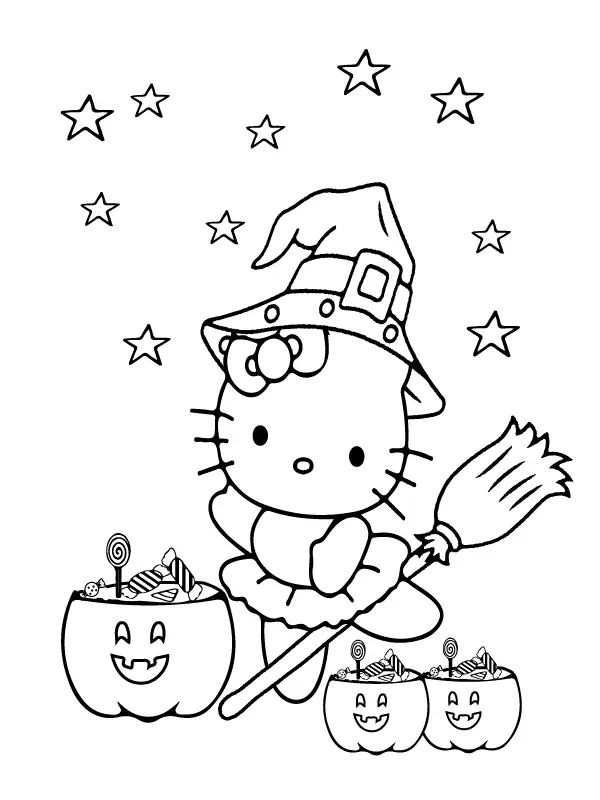 Hello Kitty Halloween Coloring Pages 4