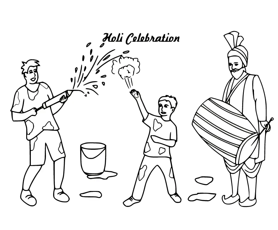 Holi Coloring Pages 12