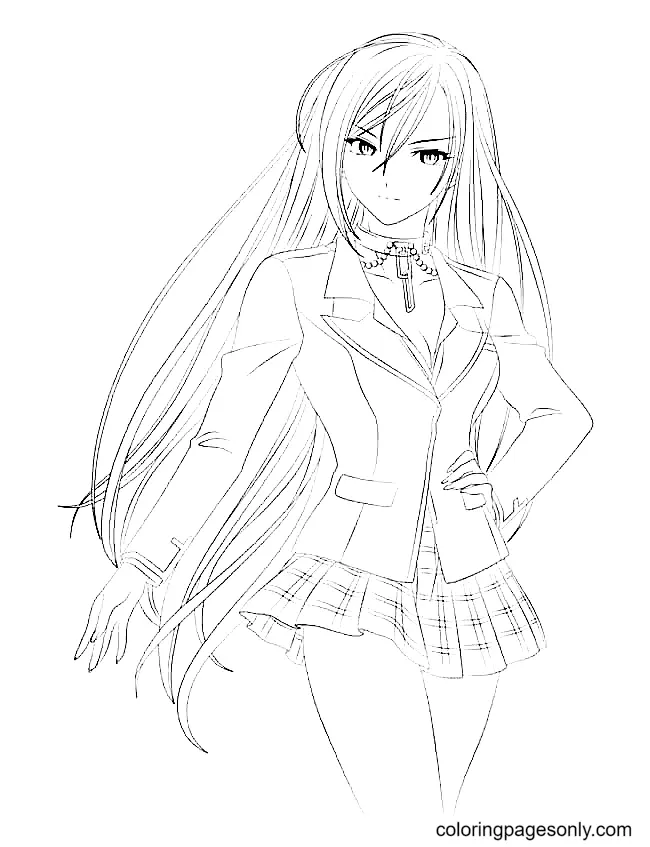 Long Hair Anime Girl Coloring Pages 10
