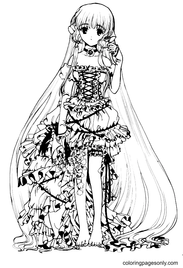 Long Hair Anime Girl Coloring Pages 12