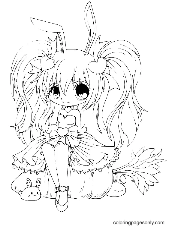 Long Hair Anime Girl Coloring Pages 18