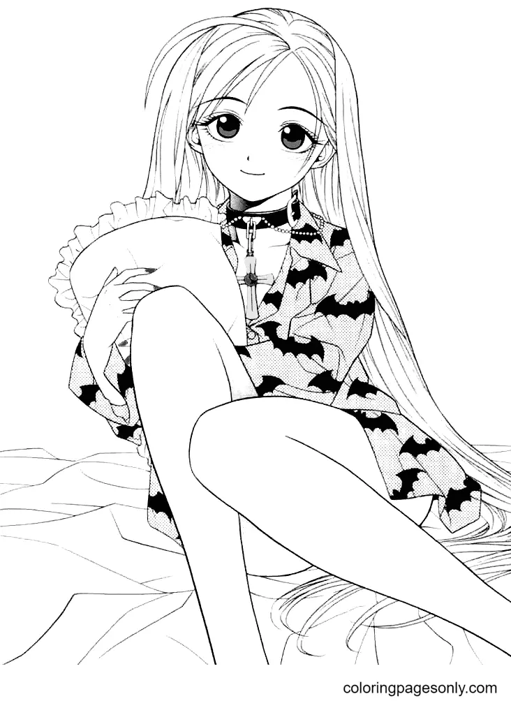 Long Hair Anime Girl Coloring Pages 36