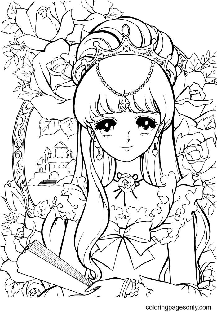 Long Hair Anime Girl Coloring Pages 38
