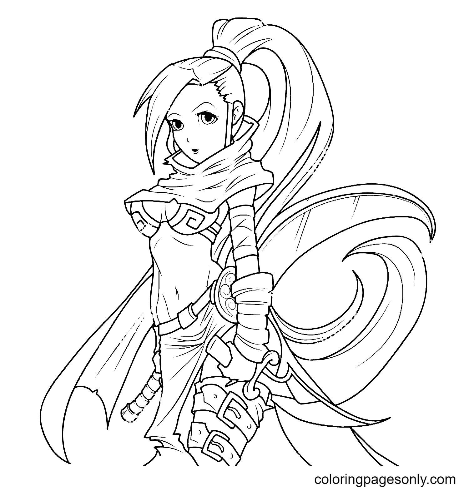 Long Hair Anime Girl Coloring Pages 48