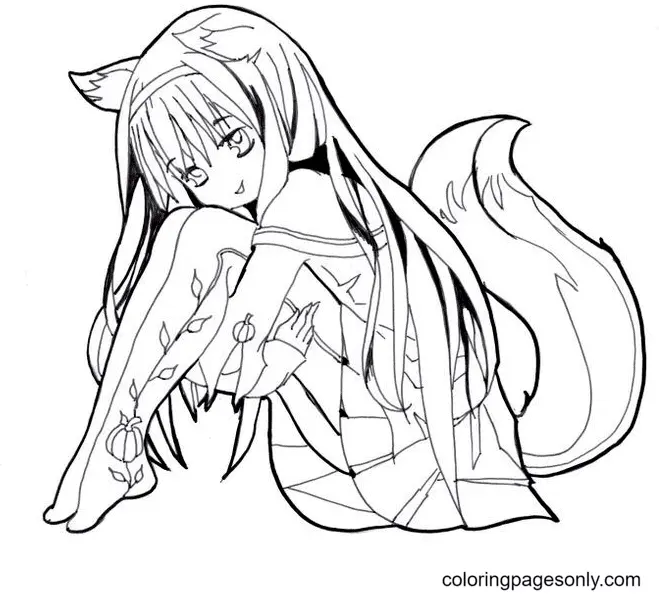 Long Hair Anime Girl Coloring Pages 5