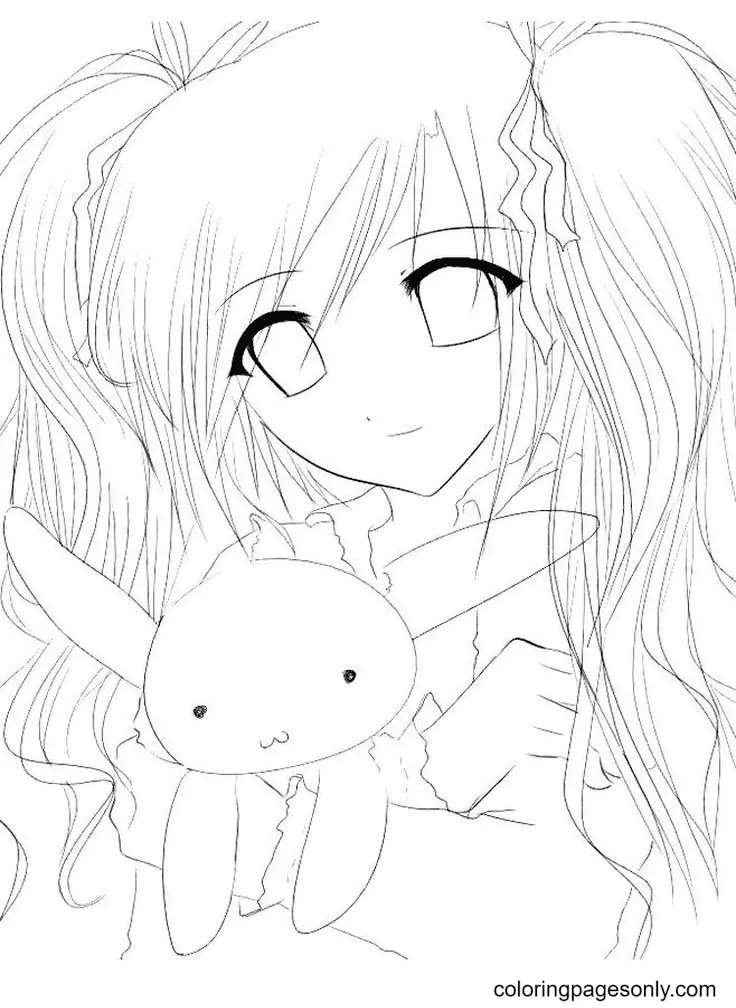 Long Hair Anime Girl Coloring Pages 8