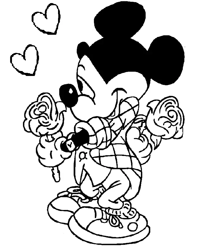 Mickey Mouse Valentines Coloring Pages 3