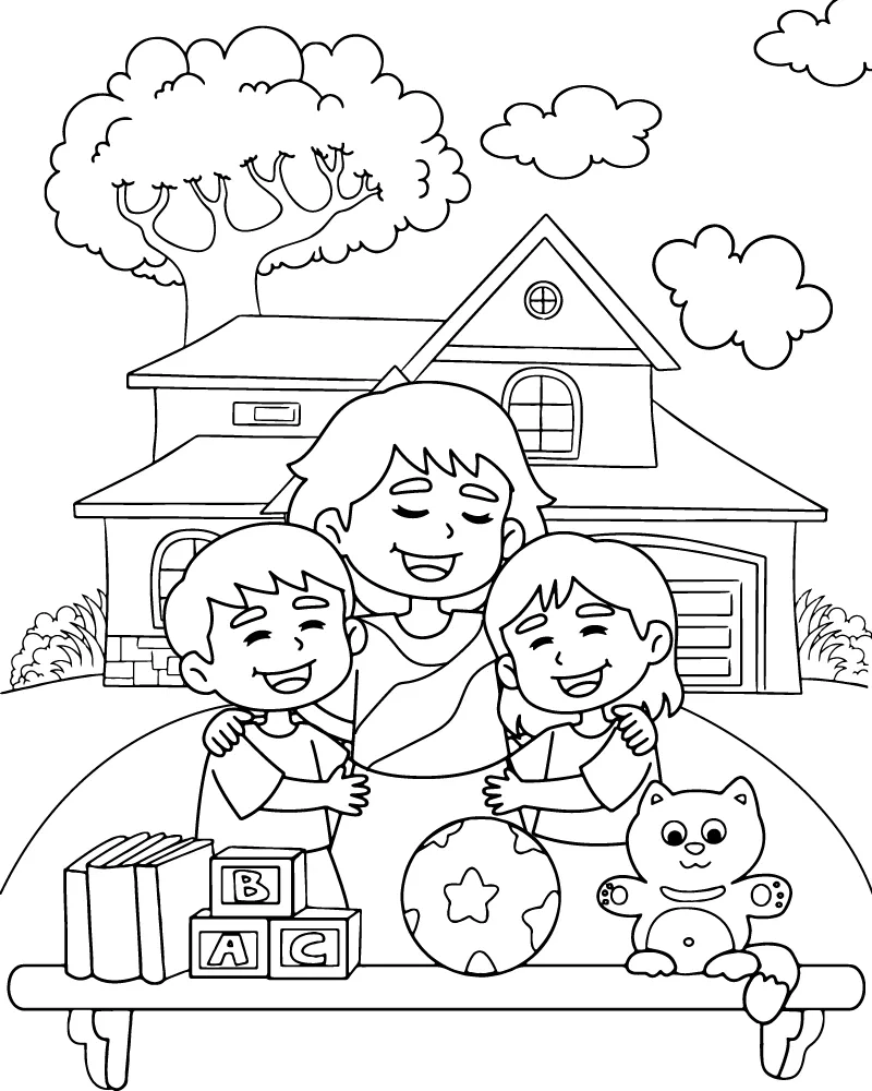 Mom and Daughter Coloring Pages 12