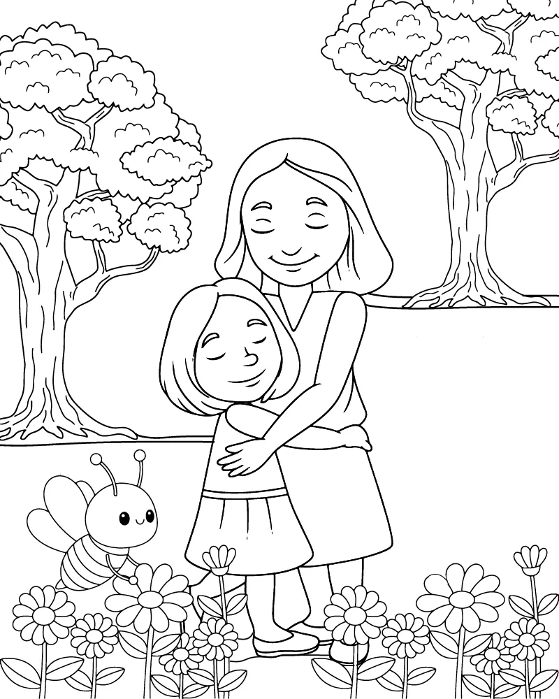 Mom and Daughter Coloring Pages 13