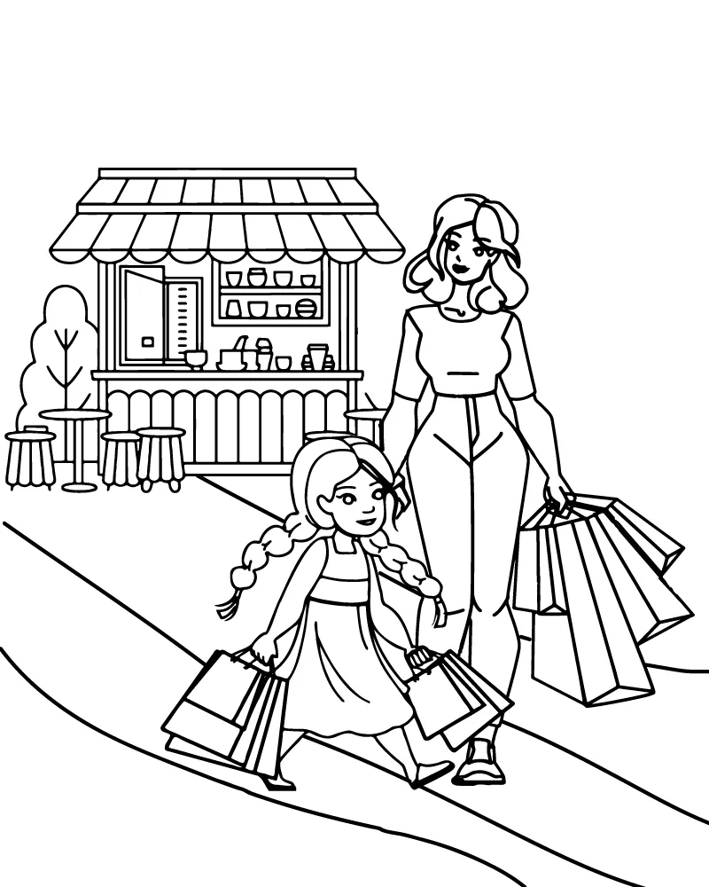 Mom and Daughter Coloring Pages 17