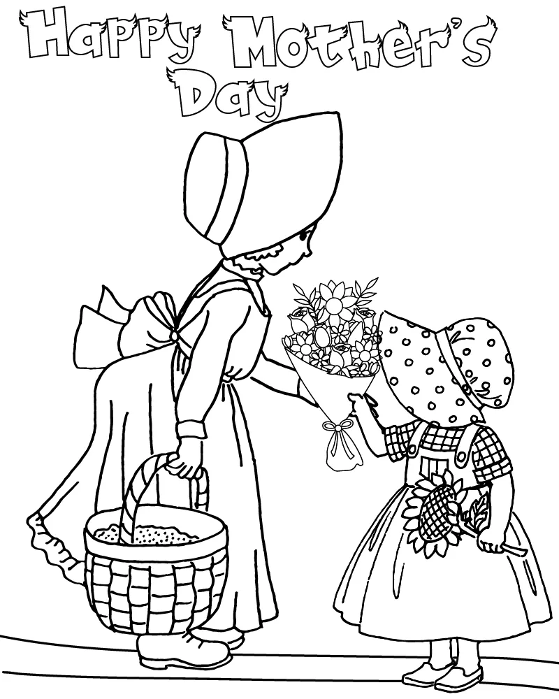 Mom and Daughter Coloring Pages 19