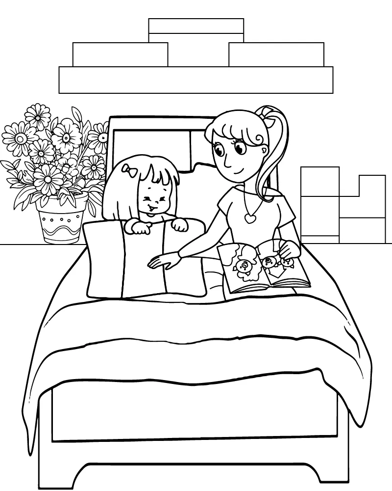 Mom and Daughter Coloring Pages 5