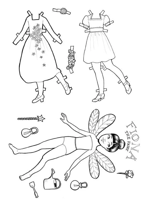 Paper Doll Coloring Pages 10